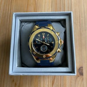 Michele Women’s Tahitian Jelly Watch (Navy & Gold)